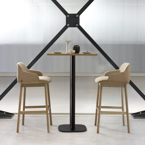 Tabouret contemporain - Deep Stool - Quinti. - en cuir / en tissu / avec piètement en métal