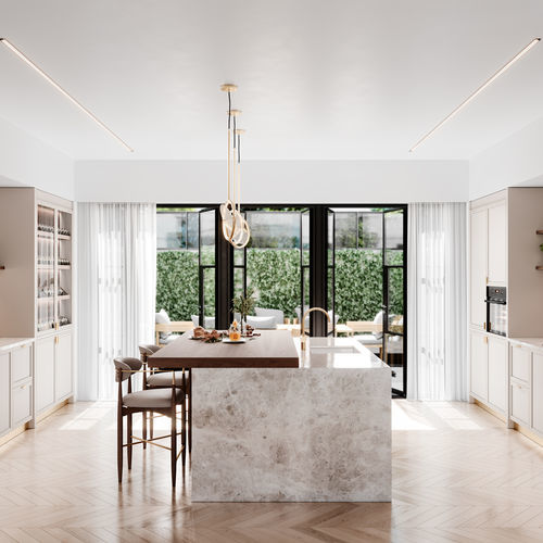 Cuisine contemporaine - QUINCY - AM LIVING - en noyer / en cerisier / en marbre