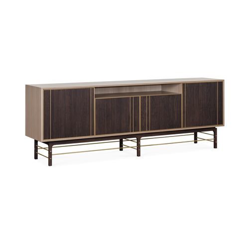 Buffet contemporain - FEEL II - AM LIVING - en bois / en laiton brossé / à portes battantes