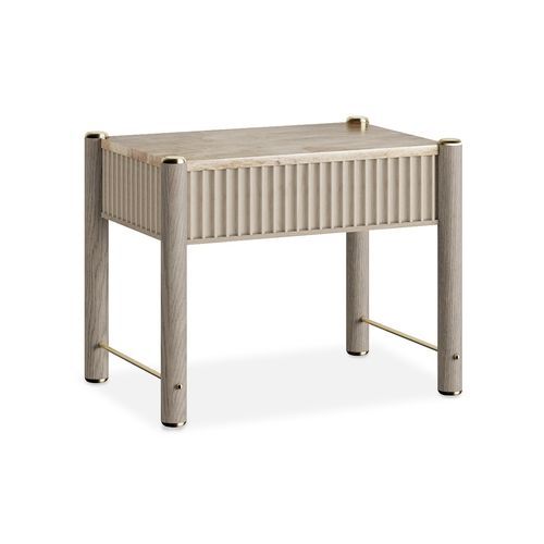 Table de chevet contemporaine - BONNY - AM LIVING - en marbre / avec piètement en bois / rectangulaire