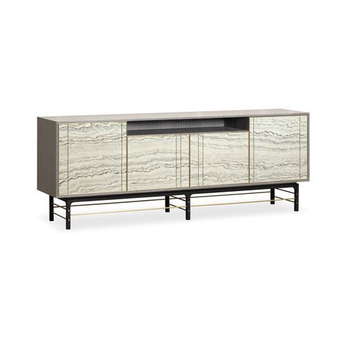 Buffet contemporain - FEEL II - AM LIVING - en bois / en laiton brossé / en pierre naturelle