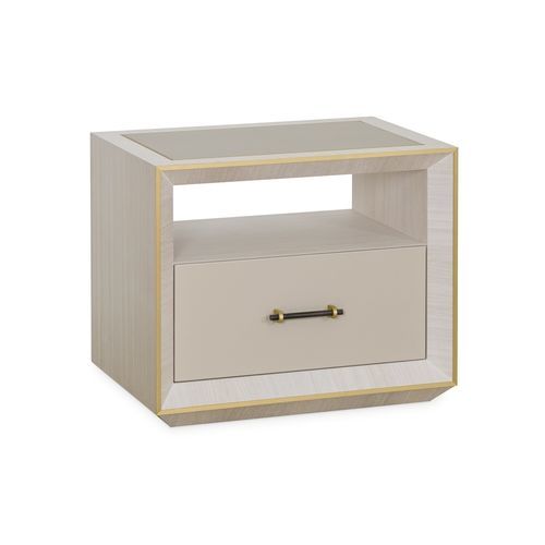 Table de chevet contemporaine - PEAK - AM LIVING - en bois laqué / en cuir / rectangulaire