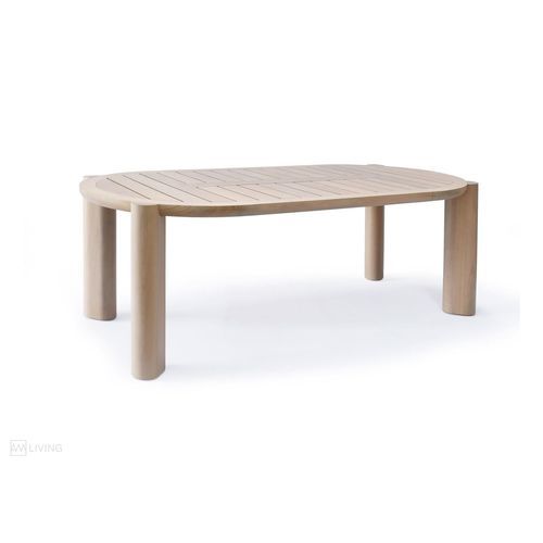 Table à manger contemporaine - AURORA - AM LIVING - en iroko / avec piètement en bois massif / ovale