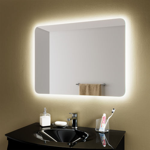 Miroir de salle de bain mural - ONIX ROUND EDGE - BISELARTE - contemporain / rectangulaire / gris