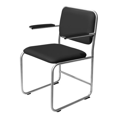 Chaise design Bauhaus - WB2 - WEINBAUMS - d'intérieur / en cuir / avec piètement en acier inoxydable
