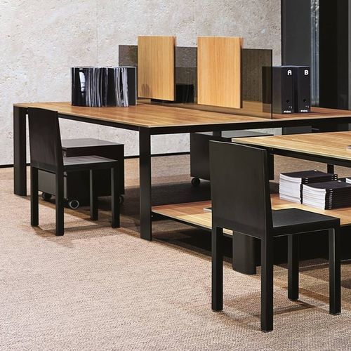 Table contemporaine - DIVILUX - en bois / en verre / avec piètement en métal