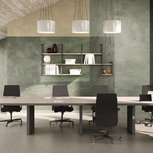 Table de réunion contemporaine - MINIMAL - UFFICIO DESIGN ITALIA - en mélaminé / en verre / avec piètement en aluminium