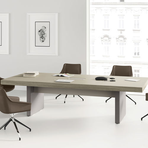 Table de réunion contemporaine - CONTACT - UFFICIO DESIGN ITALIA - en mélaminé / avec piètement en cuir / rectangulaire