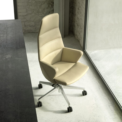 Fauteuil de direction contemporain - YES - UFFICIO DESIGN ITALIA - en cuir / en tissu / avec dossier haut