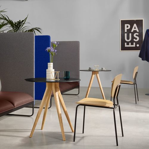 Table bistrot contemporaine - CAF&egrave; - UFFICIO DESIGN ITALIA - en bois / en métal / avec piètement en métal