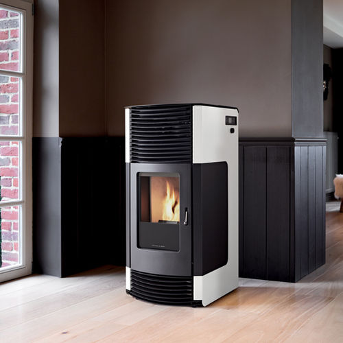 Poêle à granulés - LYRA - Richard le Droff - 11,5 kW / contemporain / en acier