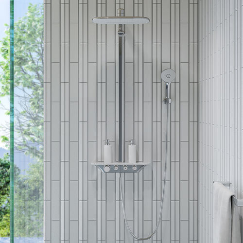 Set de douche mural - INAX - contemporain / avec douche à main / avec pommeau sur colonne fixe