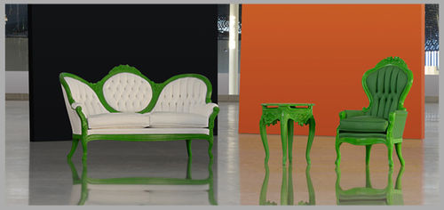 Banquette de style victorien - 606A-VD/BN  - POL ART - en bois / avec dossier / blanche