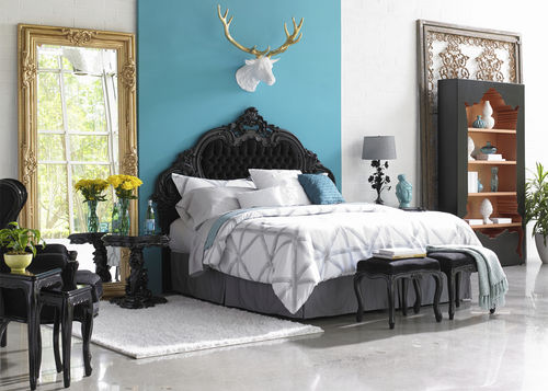 Tête de lit pour lit double - 315KT-NGB/VN - POL ART - de style / en bois / en cuir