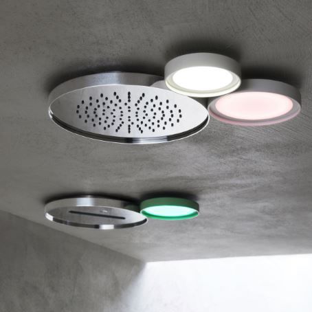 Pommeau de douche encastrable au plafond - AQUAelite® - rond / pluie / cascade