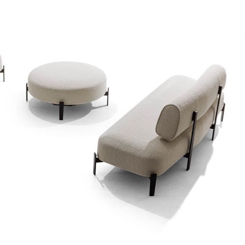 Tabouret contemporain - OSCAR - True Design srl - en tissu / avec piètement en métal / rond
