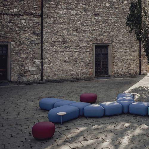 Pouf contemporain - CODE - True Design srl - en tissu / rond / carré