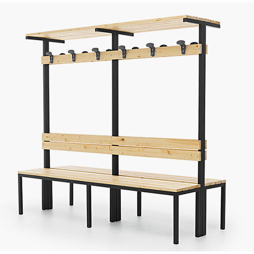 Banc de vestiaire contemporain - PANCK - FANTIN SRL - en bois / avec dossier / à double assise
