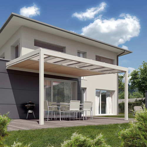 Pergola adossée - NYON - STOBAG - en aluminium / couverture en verre / sur mesure