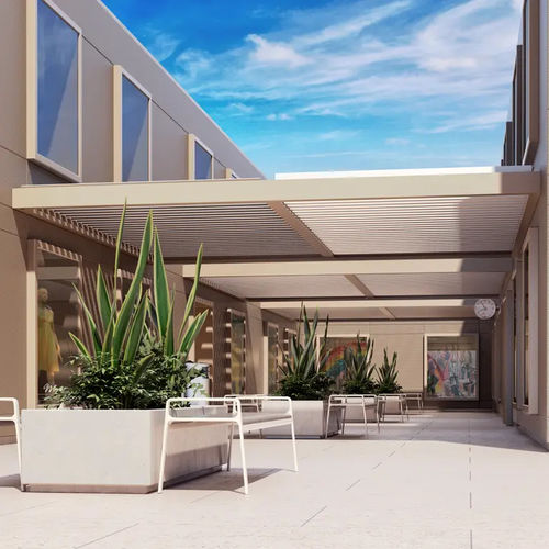 Pergola adossée - ASTANO HARD-TOP - STOBAG - en aluminium thermolaqué / à lames orientables / sur mesure