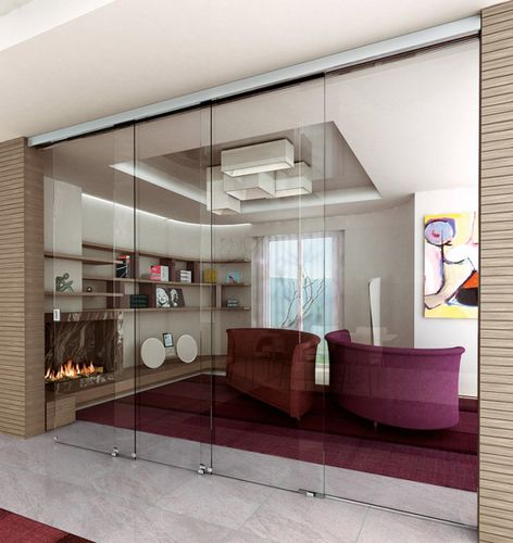 Système coulissant pour porte - SEEGLASS LUX - C3 Systems SL - pour porte en verre