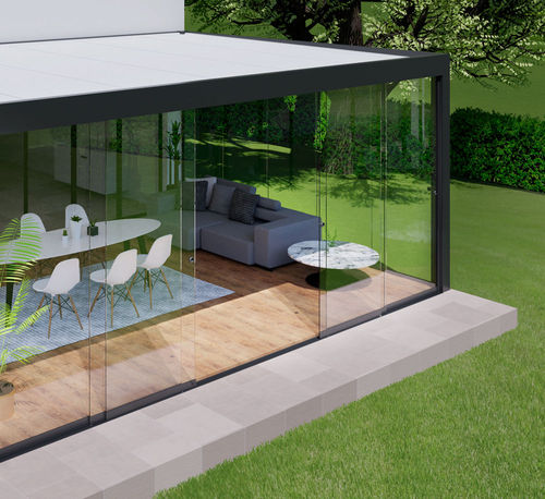 Véranda autoportée - C3 Systems SL - en verre / en métal / pour bâtiment
