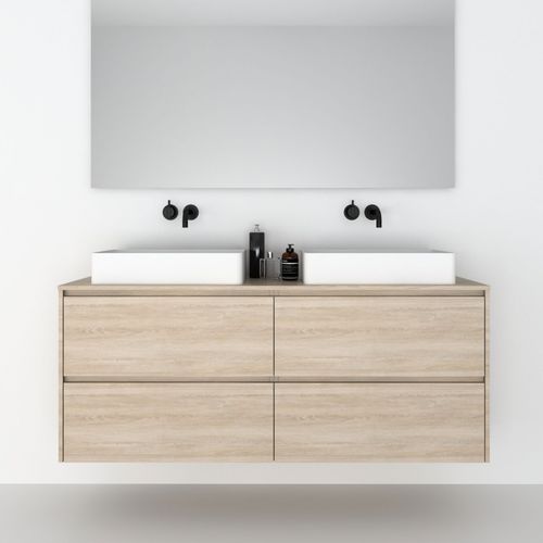 Meuble vasque double - 160 SOBRE M 4C - CODIS - suspendu / en bois / contemporain