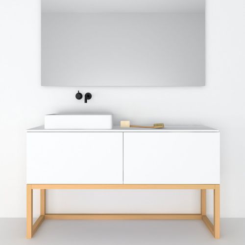 Meuble vasque double - 160 SOBRE 2C - CODIS - à poser / en bois / contemporain