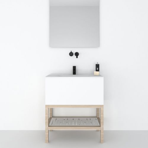 Meuble vasque à poser - 80 INT L 1C - CODIS - en bambou / contemporain / avec tiroirs