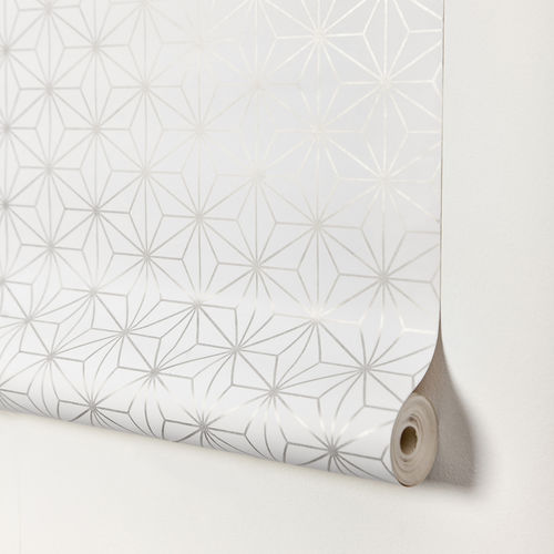 Papier peint contemporain - ENCADENADOS - Equipo DRT - à motif géométrique / doré / argenté