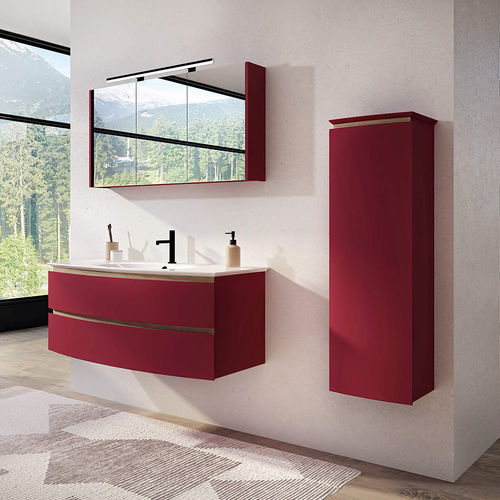 Meuble vasque double - BEL AMI - DECOTEC - suspendu / en frêne / en Solid Surface