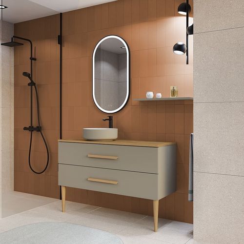 Meuble vasque double - BENTO - DECOTEC - suspendu / en bois / en céramique