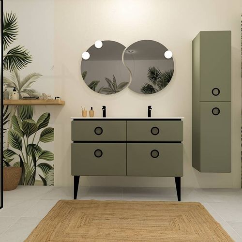 Miroir de salle de bain mural - LES INSÉPARABLES - DECOTEC - contemporain / rond / lumineux