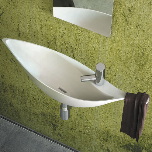 Lave-mains suspendu - COLIBRI - DECOTEC - en Solid Surface / avec porte-serviettes intégré