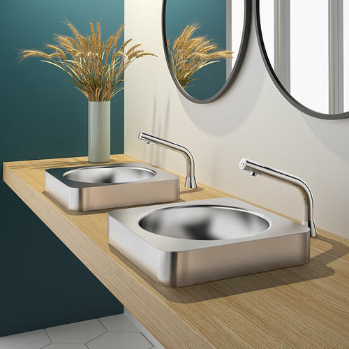 Vasque semi-encastrée - QUADRA - DELABIE - en inox / carrée / sans trou