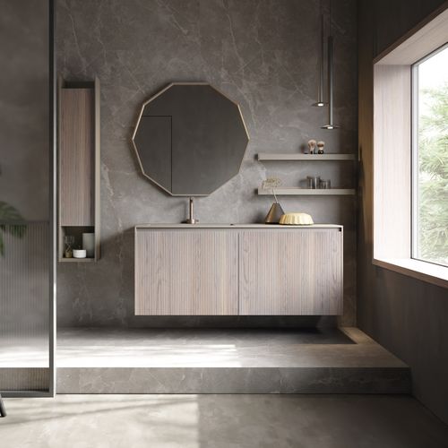Meuble vasque suspendu - 01 - novello - bois / contemporain / avec porte