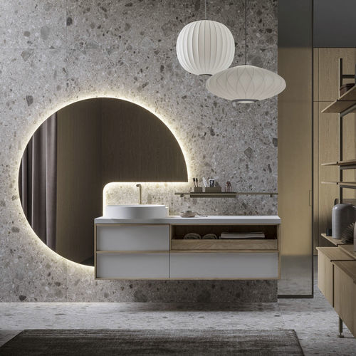 Meuble vasque double - novello - suspendu / en bois / contemporain