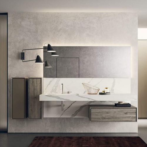 Meuble vasque à poser - L+07 - novello - en bois / contemporain / avec porte