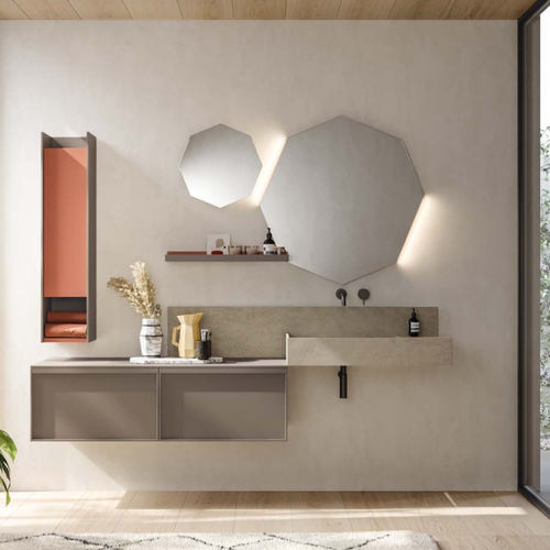 Meuble vasque suspendu - 02 - novello - en HPL / contemporain / avec porte