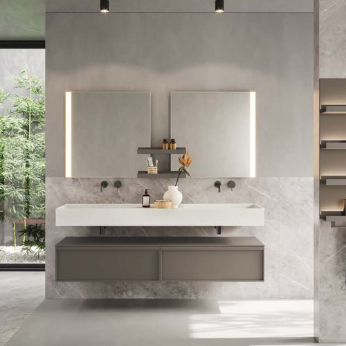 Meuble vasque double - 03 - novello - suspendu / en HPL / contemporain
