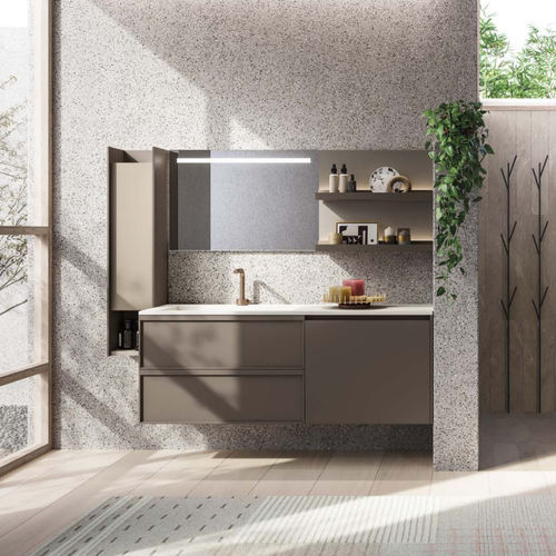Meuble vasque suspendu - 11 - novello - en HPL / contemporain / avec porte
