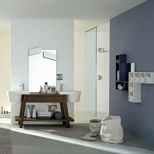 Meuble vasque double - C04 - novello - à poser / en bois / contemporain