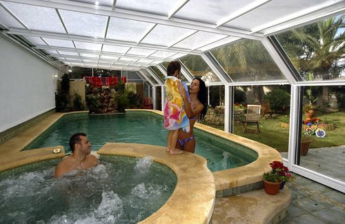 Abri de piscine haut - PALMA - abrisol - adossé / télescopique / en métal