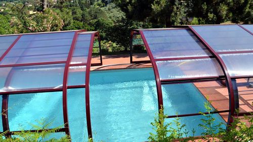 Abri de piscine haut - IBIZA - abrisol - télescopique / en métal / en polycarbonate