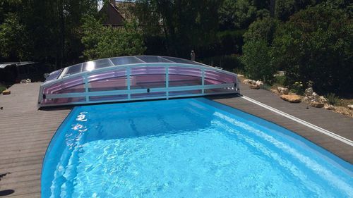 Abri de piscine bas - CHYPRE - abrisol - télescopique / en métal / en bois