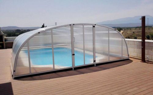 Abri de piscine bas - MADEIRA LINE - abrisol - télescopique / en bois / en polycarbonate