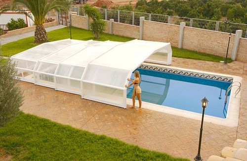 Abri de piscine bas - LOW PALMA - abrisol - télescopique / en métal / en polycarbonate