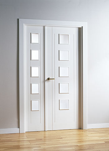 Porte d'intérieur - MML5 SERIES - MARCOS MARTINEZ MINGUELA - en bois / battante / semi-vitrée