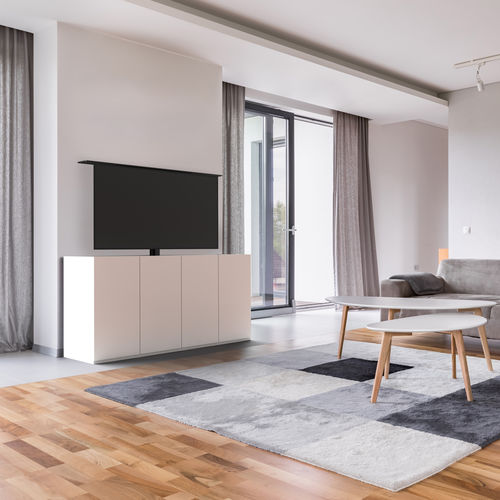 Support TV sur pied contemporain - LEVANTE - MAIOR - avec élévateur d'écran