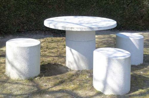 Table de pique-nique contemporaine - ATLANTIQUE - ALKERN - en béton / avec piètement en béton fibré / ronde